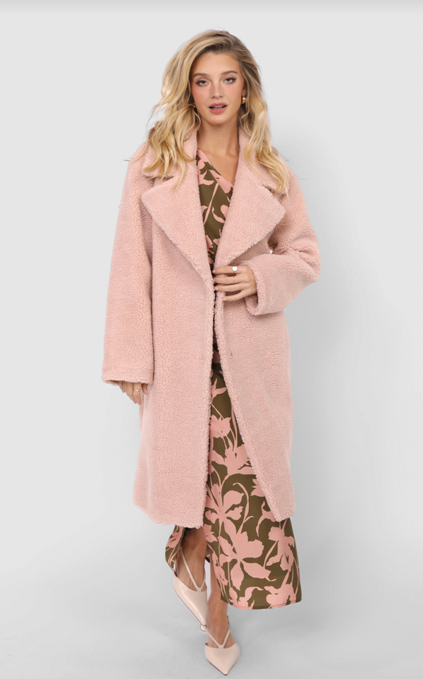Gemma Teddy Coat Blush
