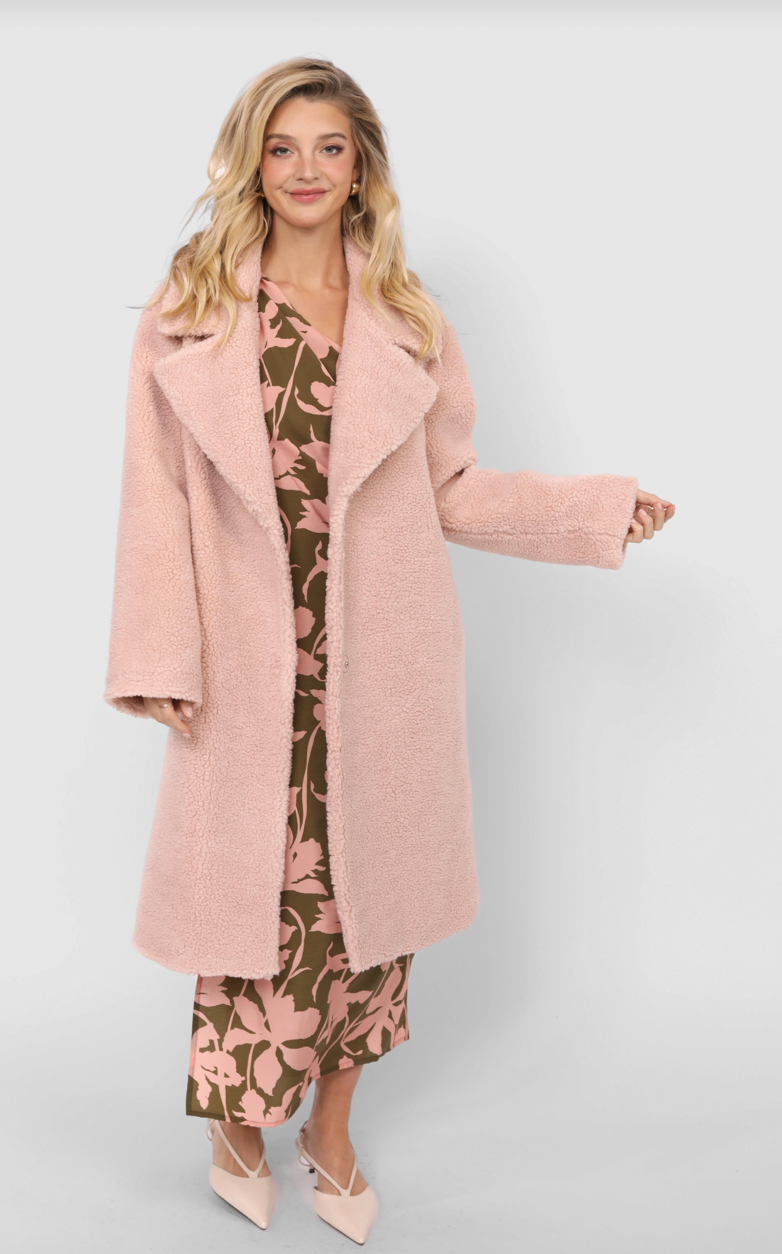 Gemma Teddy Coat Blush