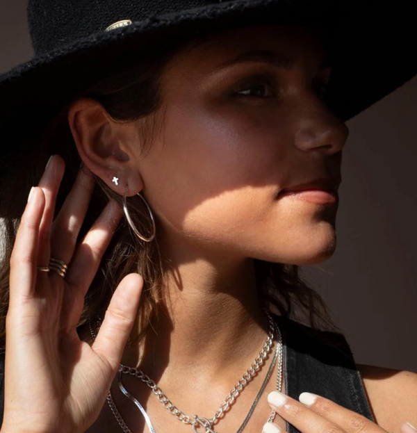 Cross Stud Earrings Sterling Silver
