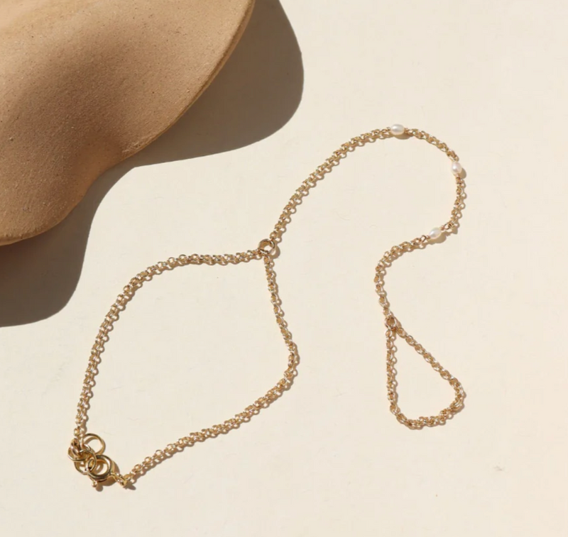Gemini Hand Chain With Pearls 14k GF