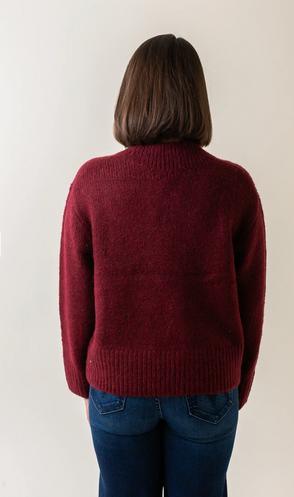 Talia Chunky V-neck Sweater Claret