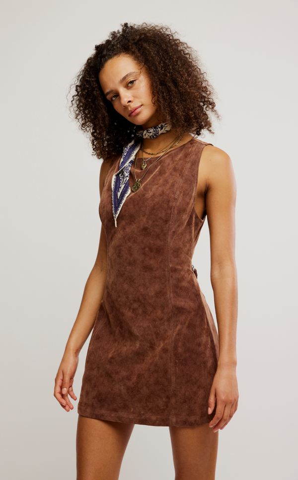 Atlas Suede Mini Dress Chicory Coffee