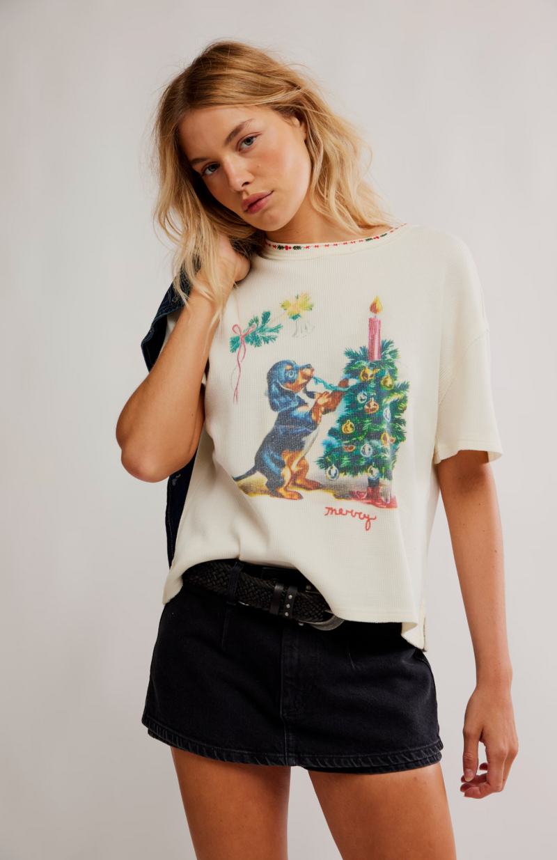 Merry Meow Tee Ivory Combo