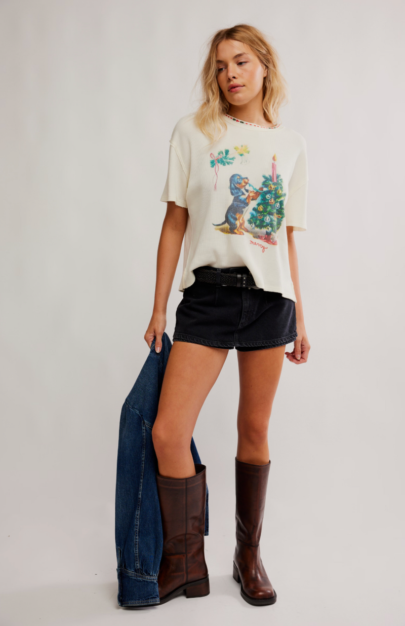 Merry Meow Tee Ivory Combo