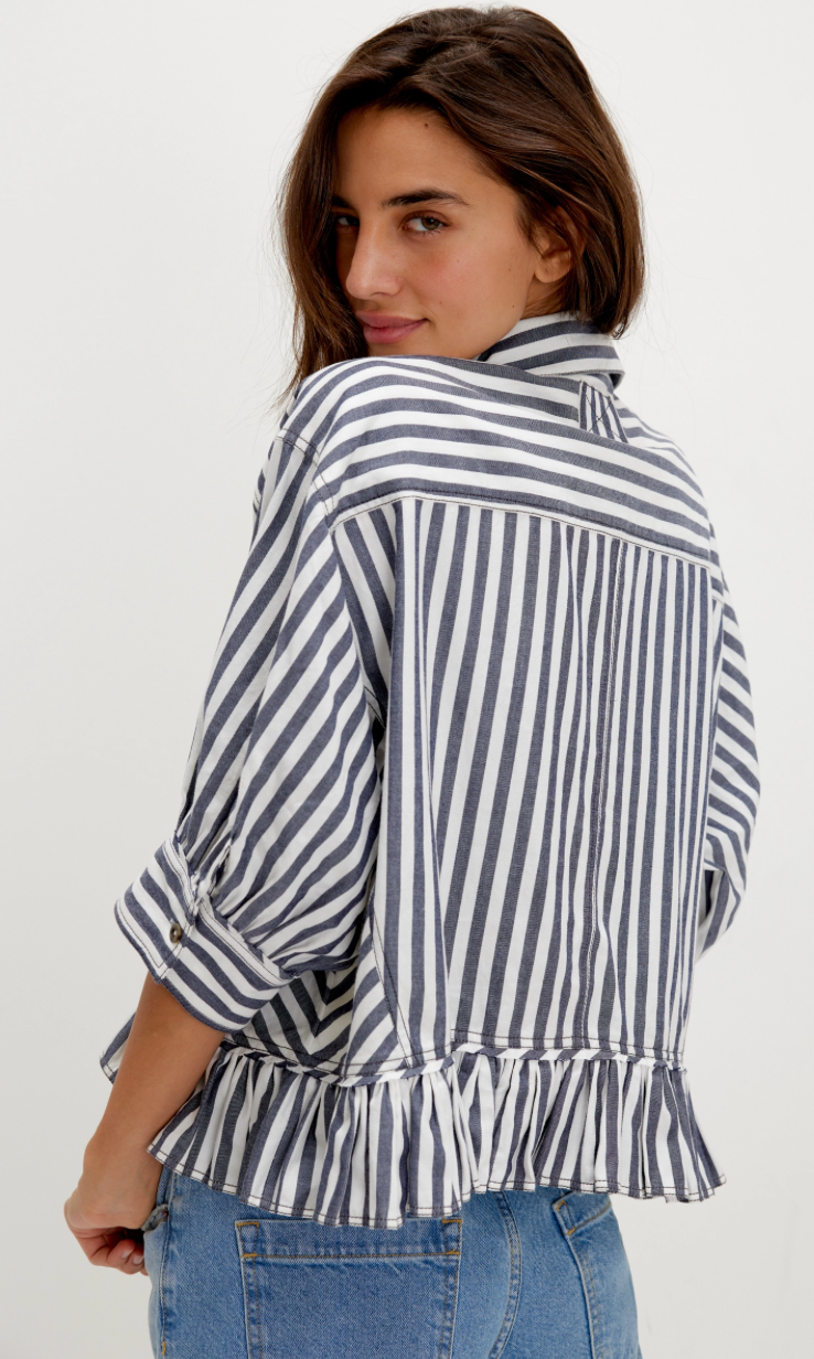 We The Free Bailey Stripe Shirt Nautical Navy Combo