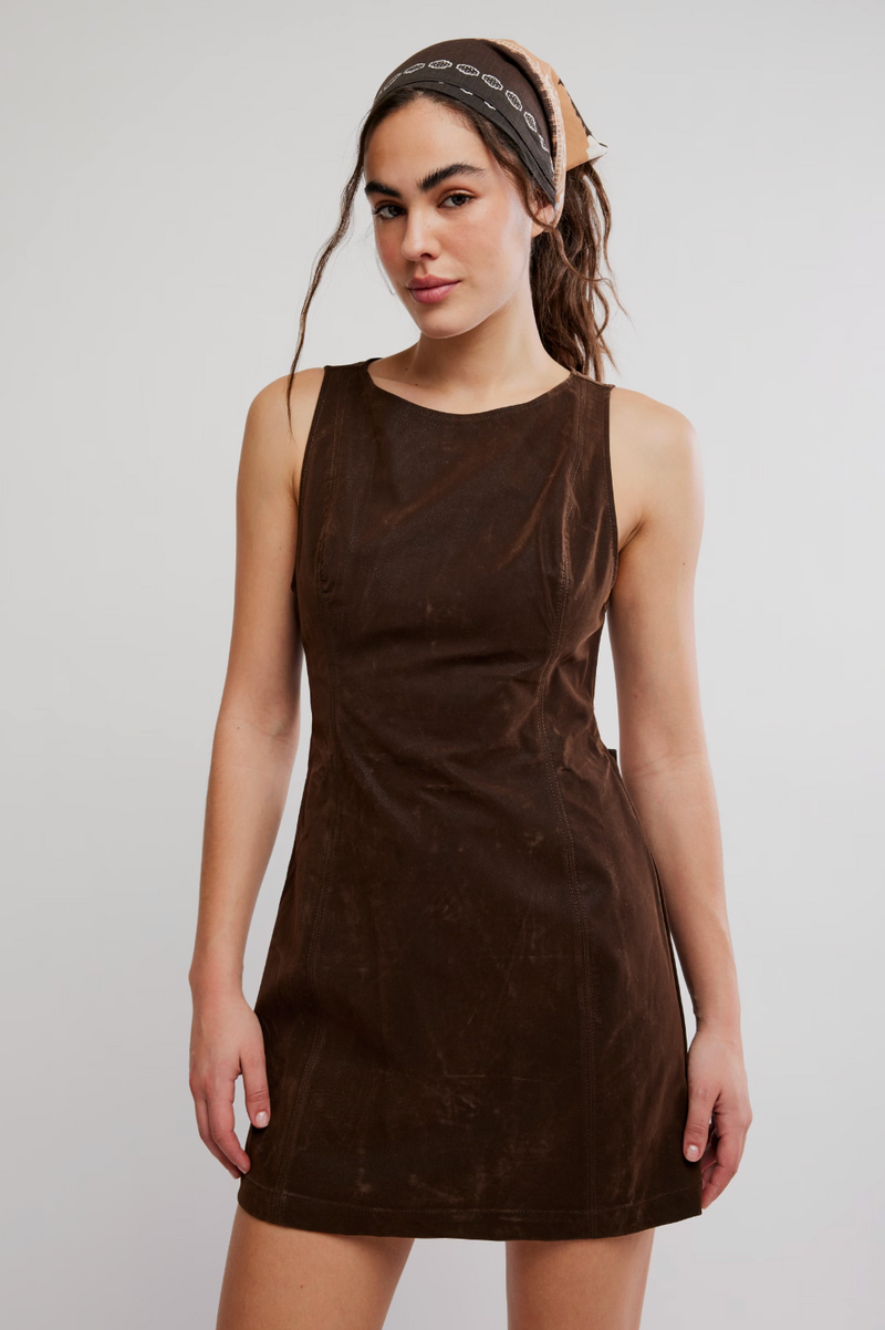 Free People Atlas Suede Mini Dress L / Chocolate Brown