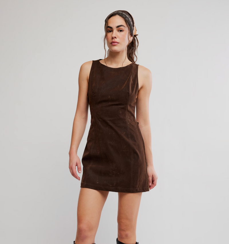 Free People Atlas Suede Mini Dress M / Chocolate Brown