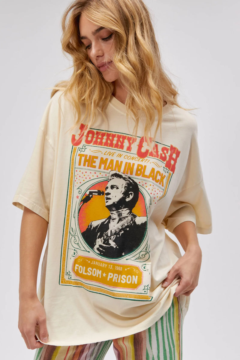 Johnny Cash Live In Concert OS Tee Stone Vintage