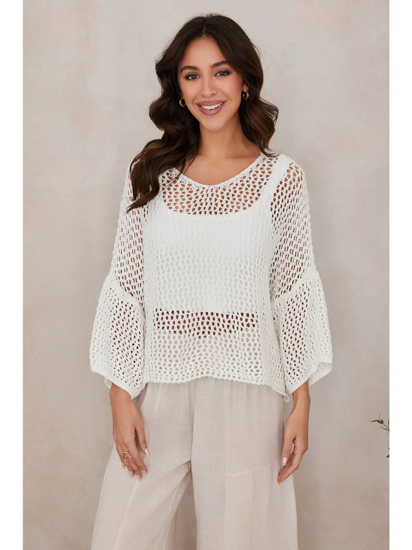 Summer Breeze Crochet Tunic White