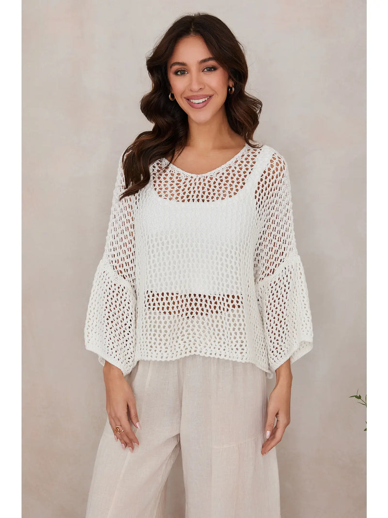 Summer Breeze Crochet Tunic White