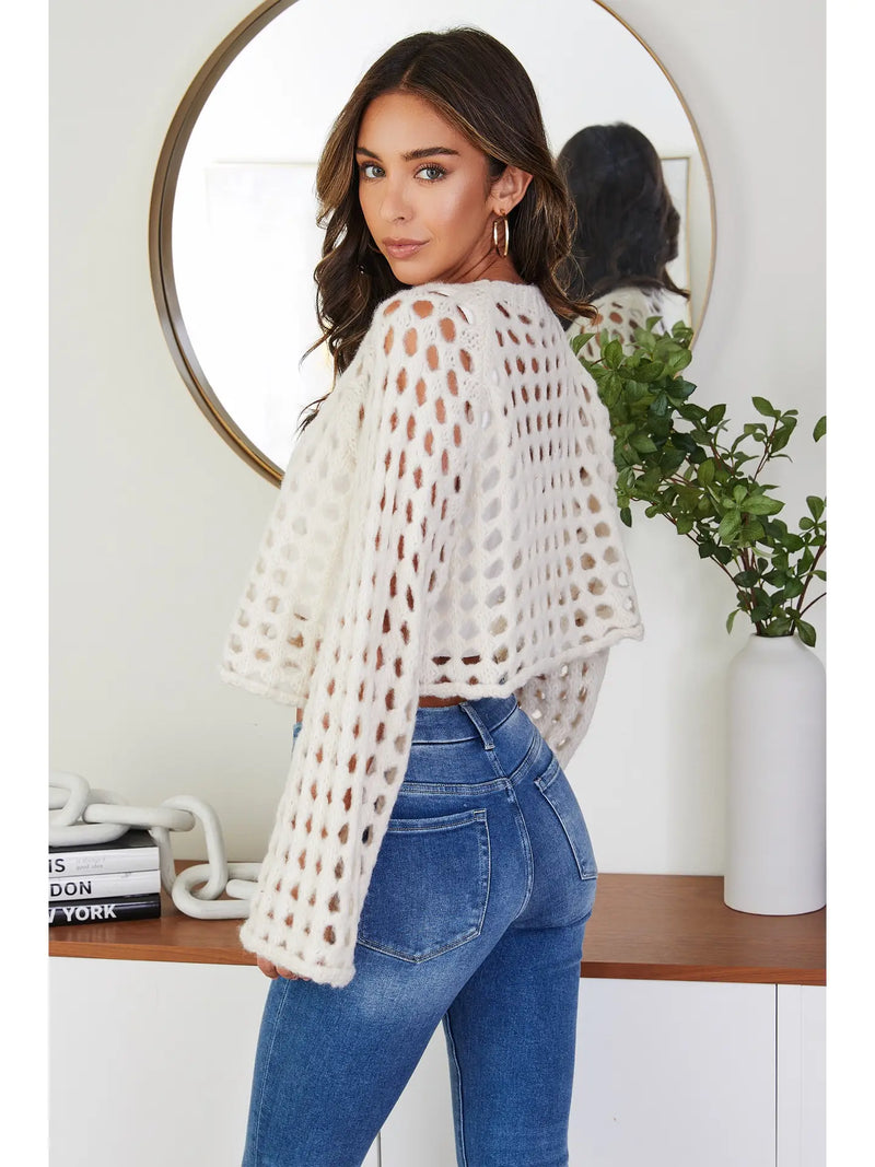 Everyday Cropped Knit Sweater Ivory