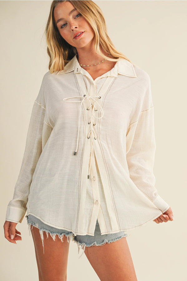 The Maren Lace-Up Blouse