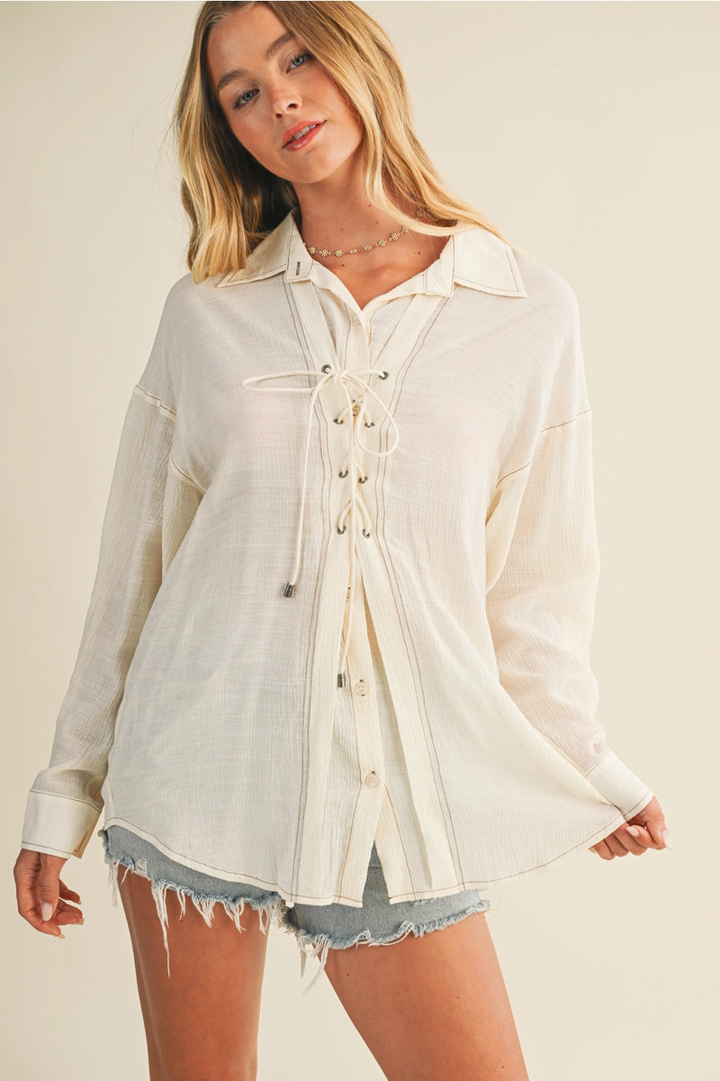 The Maren Lace-Up Blouse