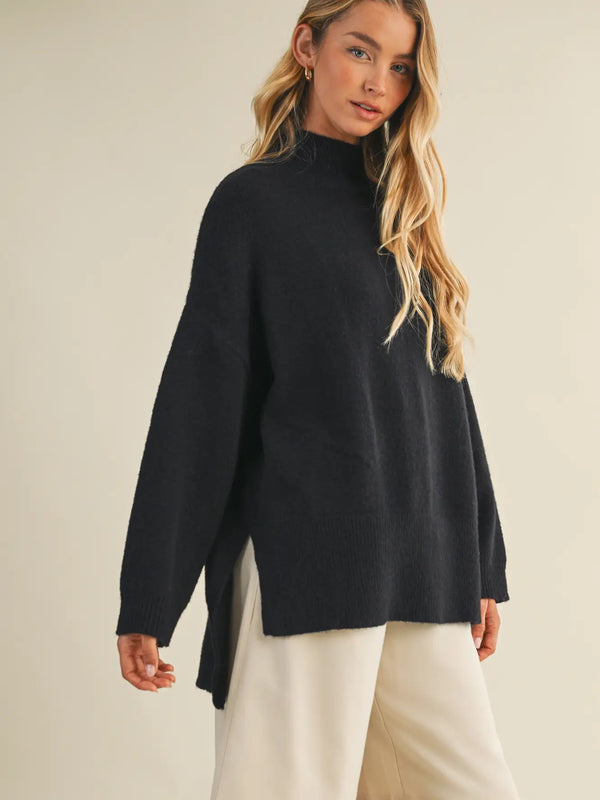 Classic Black Mock Neck Sweater