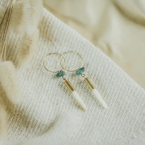 Quill + Turquoise Hoops