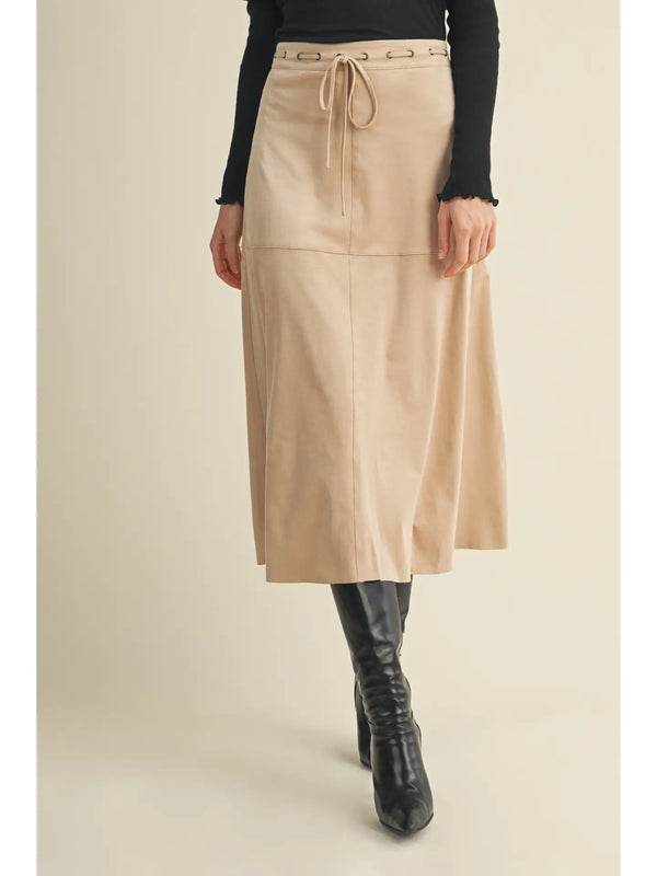 Autumn Ridge Suede Skirt Beige