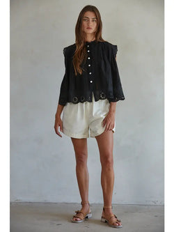 The Clementine Eyelet Blouse Black