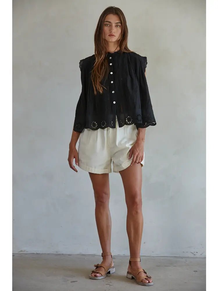 The Clementine Eyelet Blouse Black