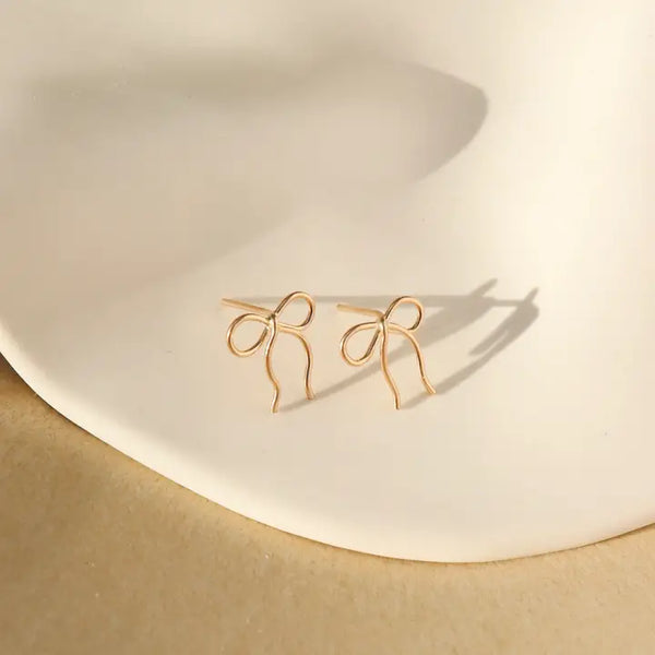 Mini Bow Studs in 14k Gold