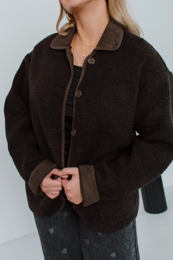 Leonora Teddy Shearling Jacket Espresso