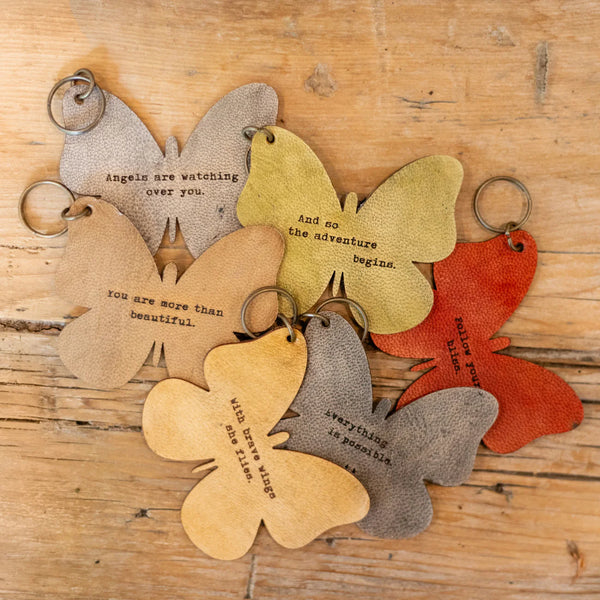 Leather Butterfly Keychain