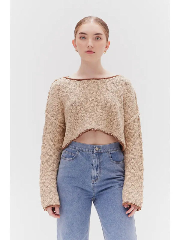 Cotton On Crop Sweater Taupe