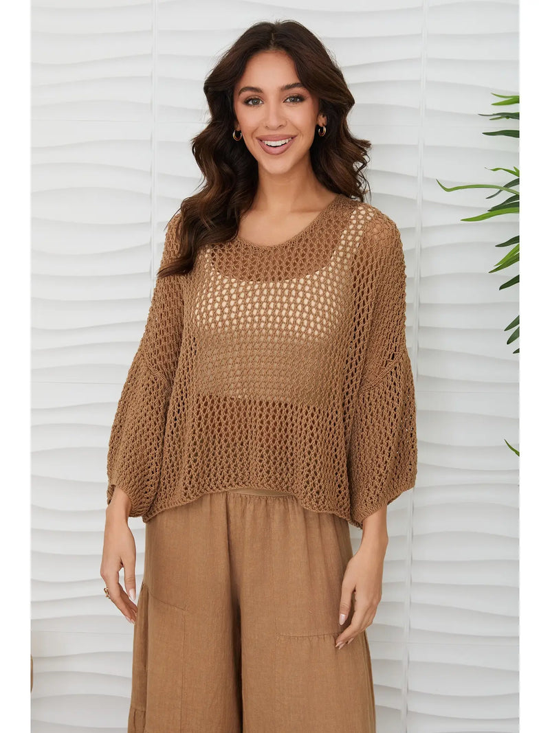 Summer Breeze Crochet Tunic Beige
