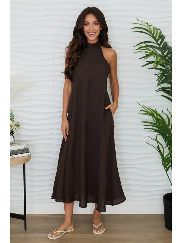 Golden Hour Maxi Dress Chocolate