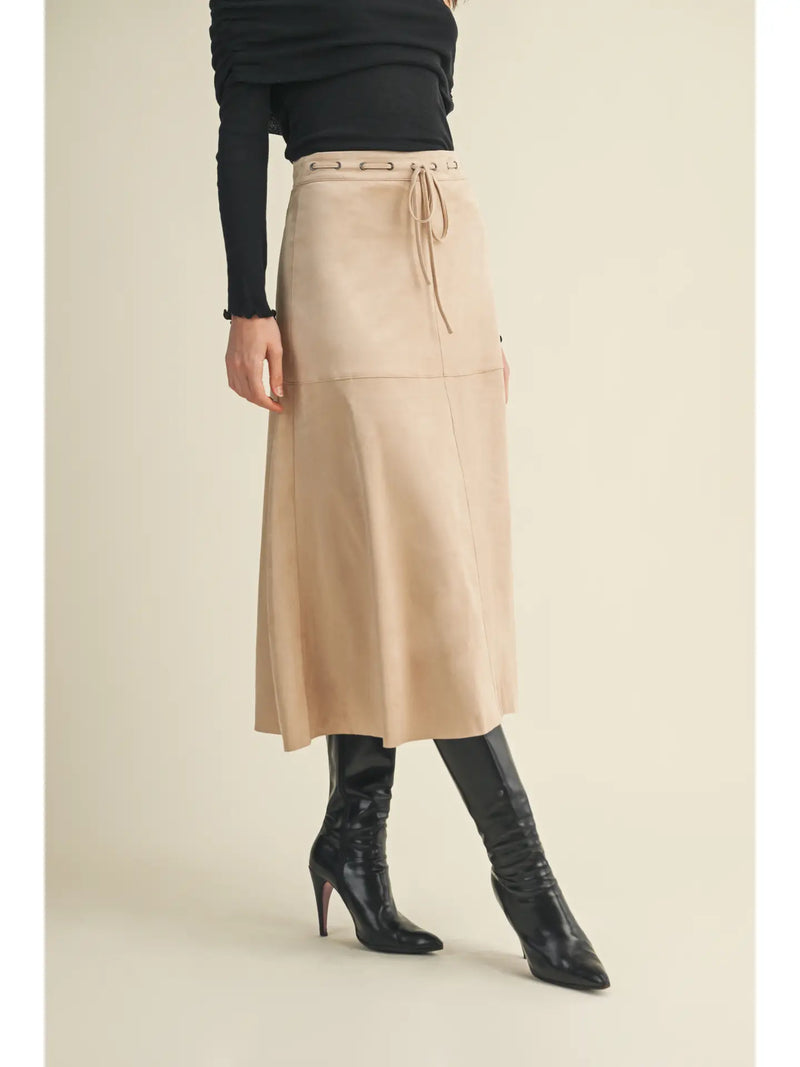 Autumn Ridge Suede Skirt Beige