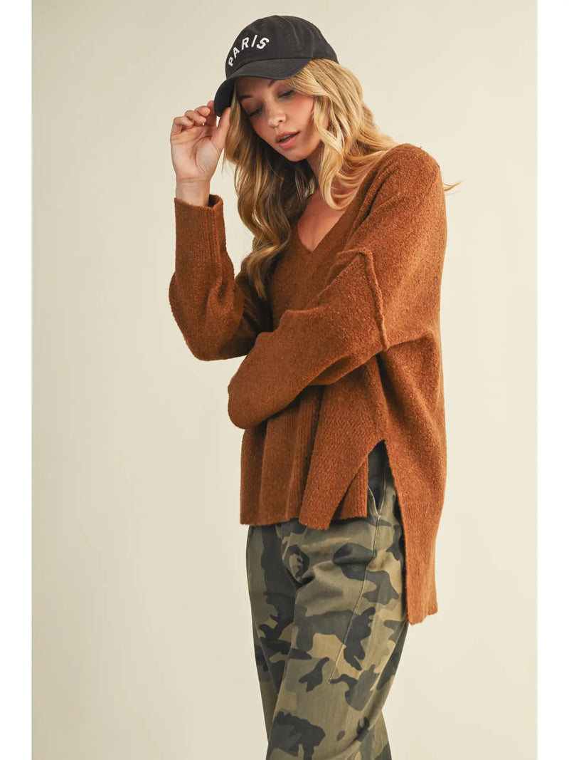 The Golden V-neck Sweater Camel