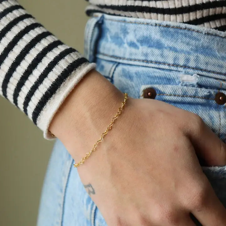 Heart Chain Bracelet 14k Gold Fill