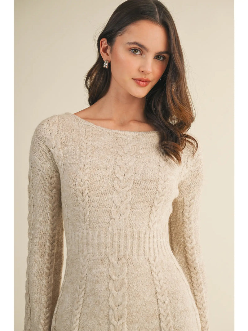 Marli Sweater Flare Dress Oatmeal