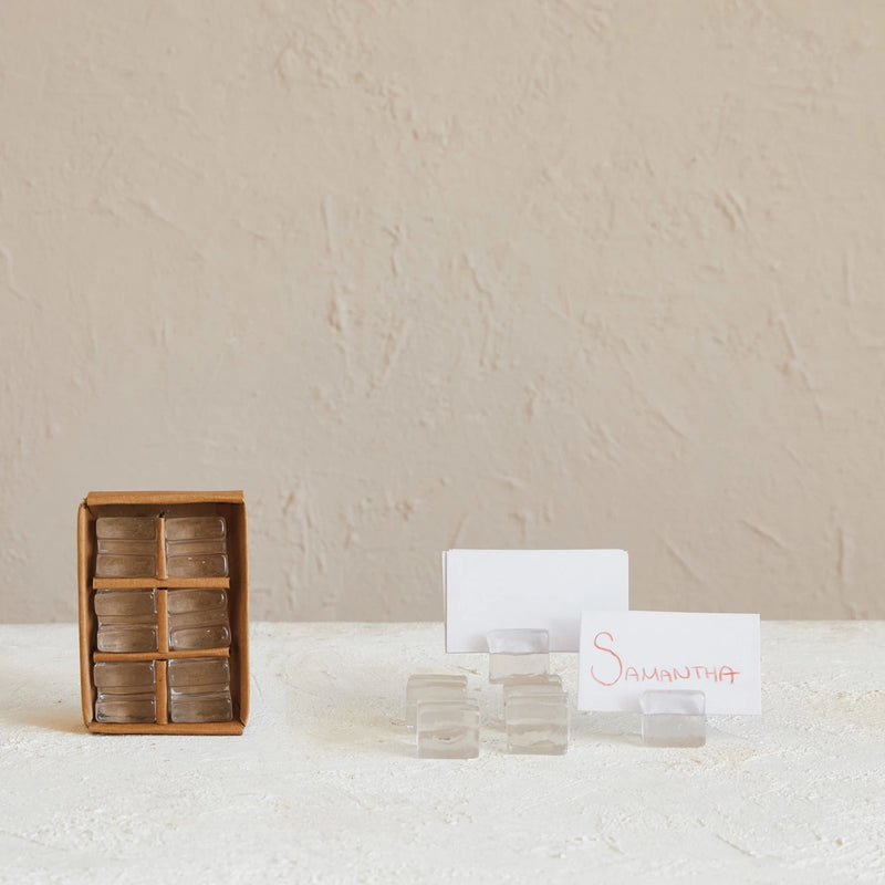 Glass Cube Place Card/Photo Holders