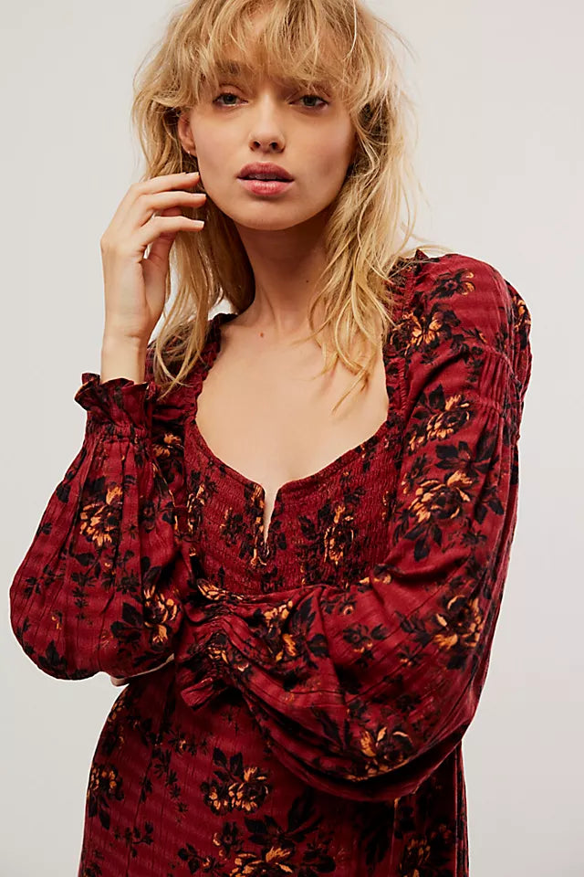 Jaymes Mini Dress Burgundy Combo