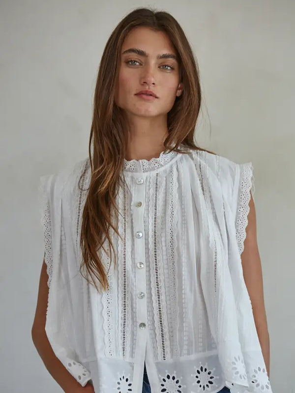 The Clementine Eyelet Blouse Off White