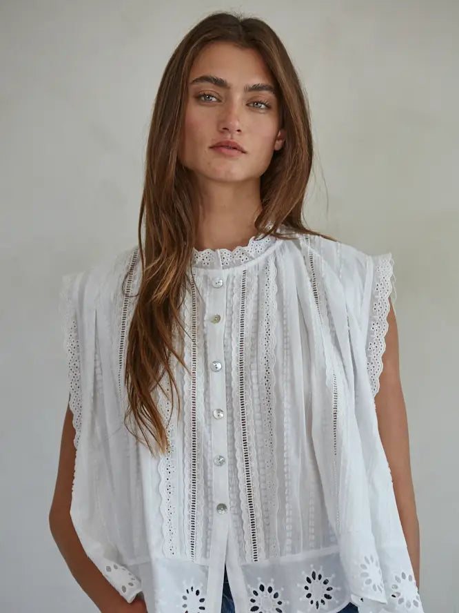 The Clementine Eyelet Blouse Off White