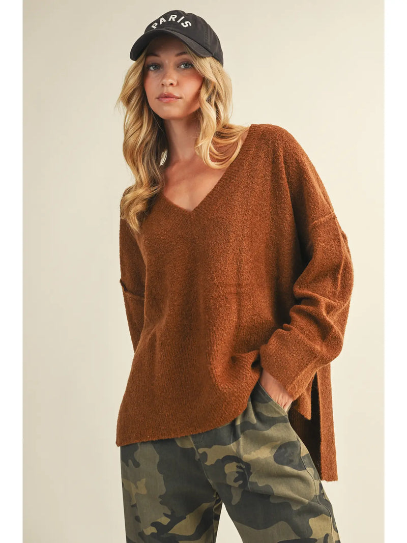The Golden V-neck Sweater Camel