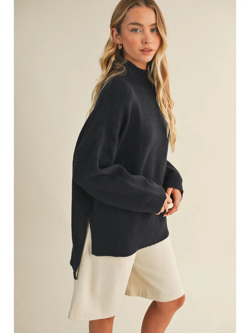 Classic Black Mock Neck Sweater