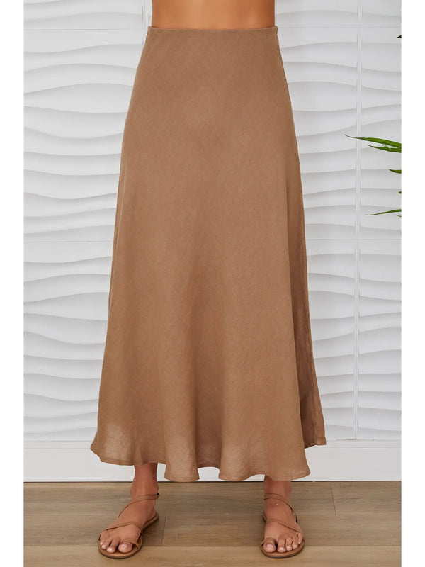 The Cove Linen Skirt Camel