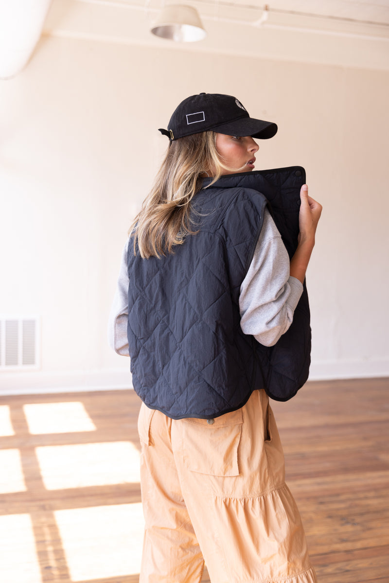 Quinn Quilted Puffer Vest Black
