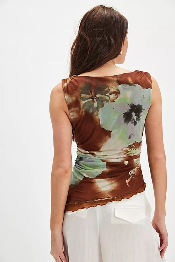 Ash Printed Knit Top Moss Combo