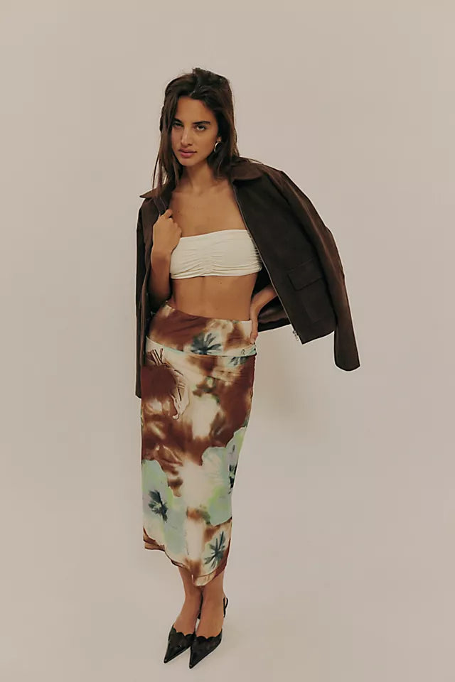 Sunset Mesh Midi Skirt Moss Combo