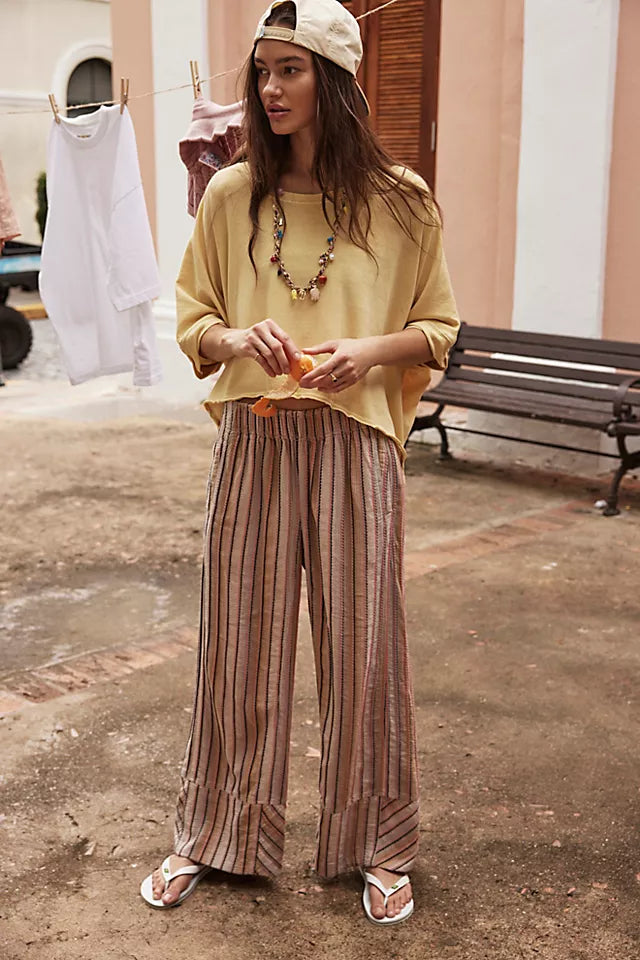 Day's End Stripe Pants Neutral Combo