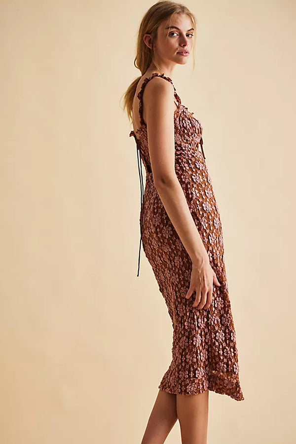 Lucinda Lace Midi Dress Ginger Combo