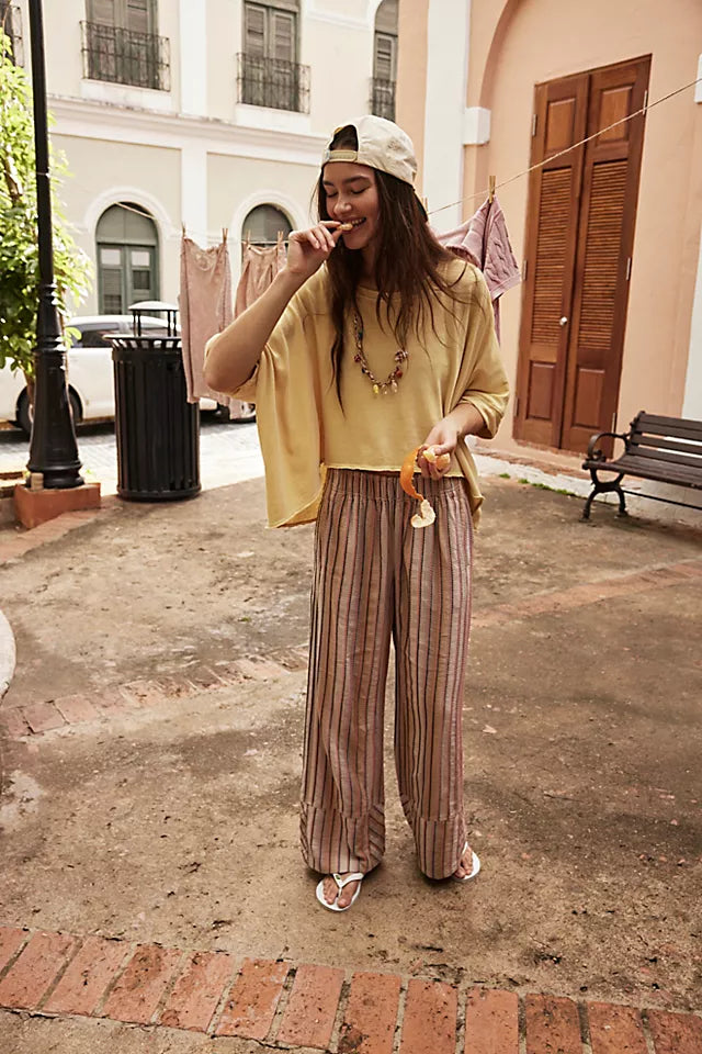 Day's End Stripe Pants Neutral Combo