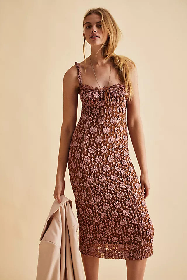 Lucinda Lace Midi Dress Ginger Combo