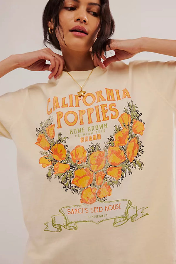 Harvest Vintage Wash Tee California Poppies