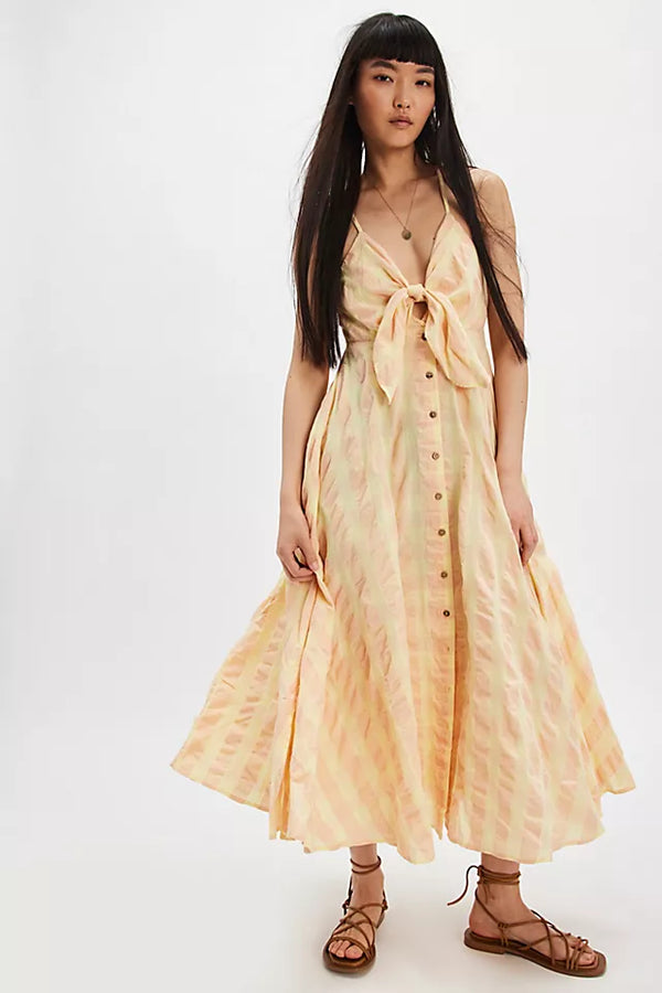 Via Midi Dress Creamsicle Combo Everly