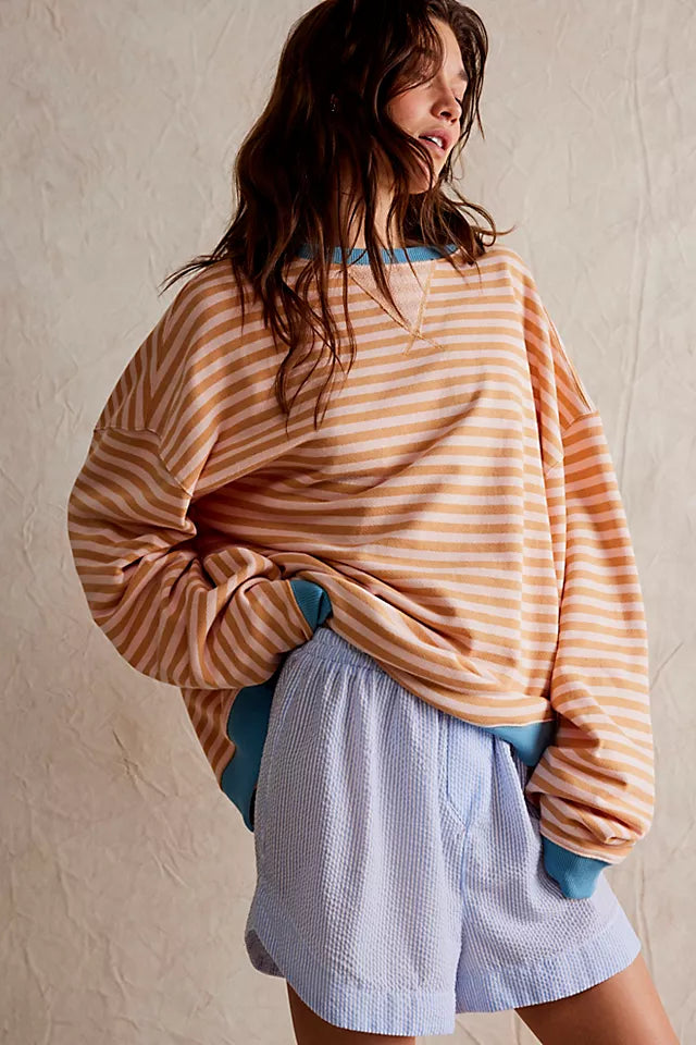 Classic Striped Oversized Crew Latte Combo