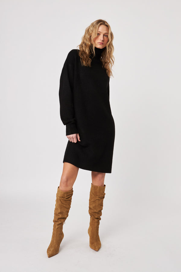 Kyler Sweater Dress in Caviar